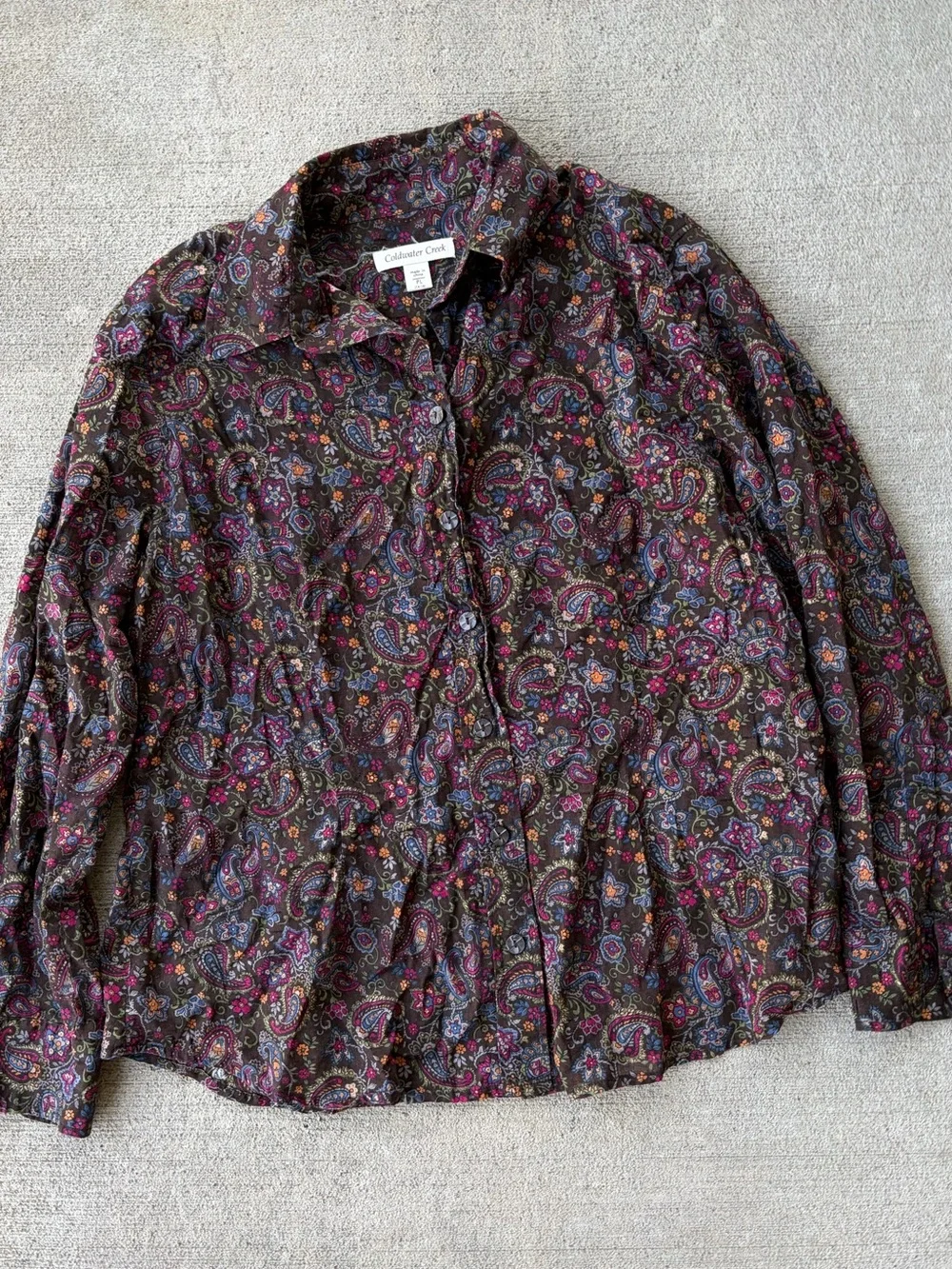 Vintage 90s Coldwater Creek paisley floral boho button down long sleeve top